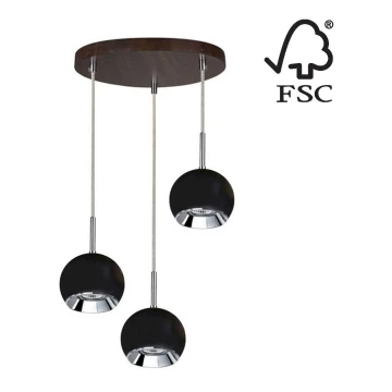 Lámpara LED colgante BALL WOOD 3xGU10/5W/230V - Certificado FSC