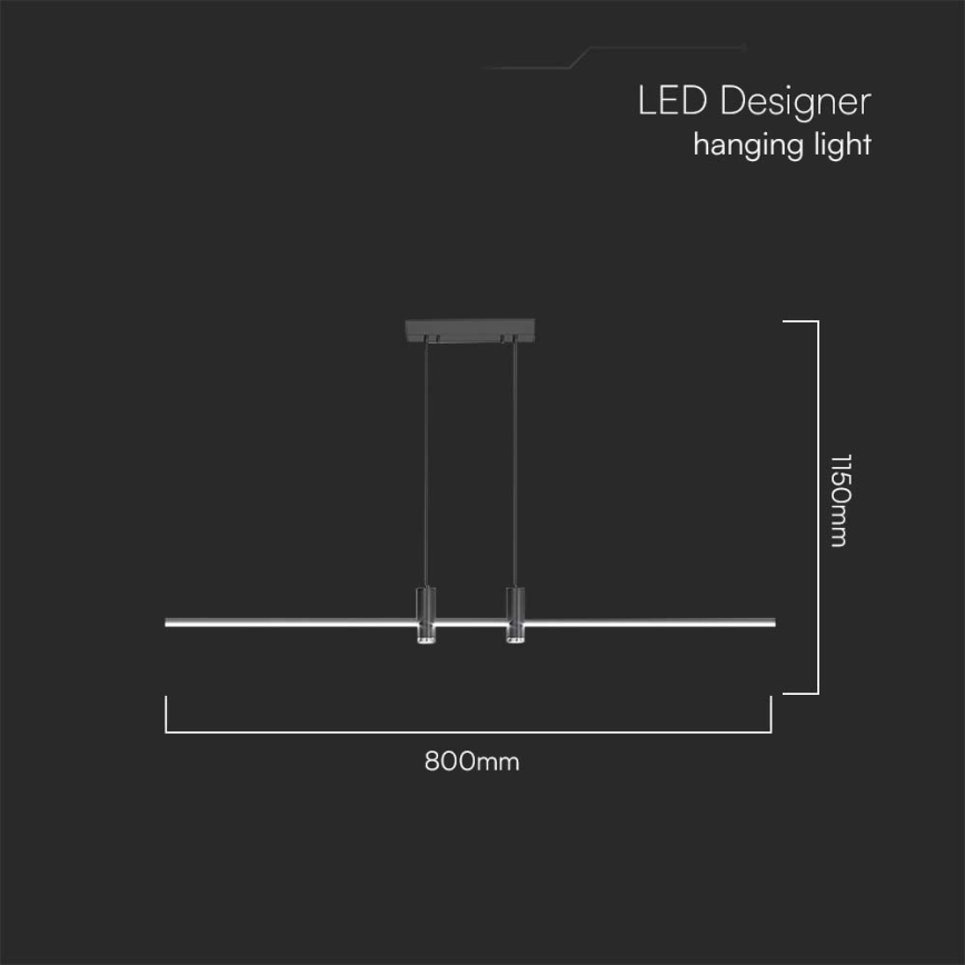 Lámpara LED colgante LED/19W/230V 3000K negro
