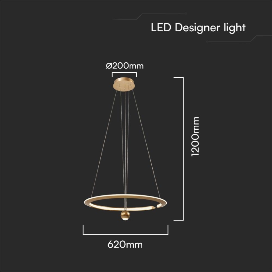 Lámpara LED colgante LED/45W/230V 3000K diá. 62 cm dorado