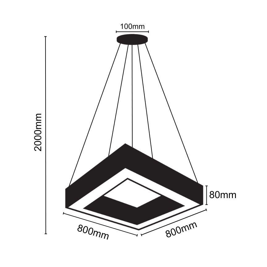 Lámpara LED colgante LED/55W/230V 4000K 80x80 cm