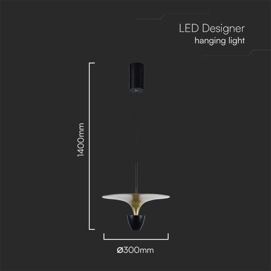 Lámpara LED colgante LED/9W/230V 4000K negro/dorado