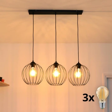 Lámpara LED colgante MERCURE 3xE27/60W/230V