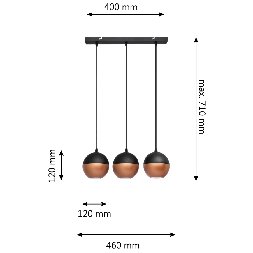 Lámpara LED colgante MIDWAY 3xGU10/6,5W/230V negro/cobre