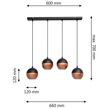 Lámpara LED colgante MIDWAY 4xGU10/4,8W/230V negro/cobre