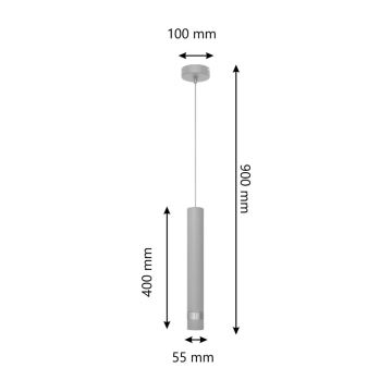 Lámpara LED colgante TUBA 1xGU10/6,5W/230V gris/cromo mate