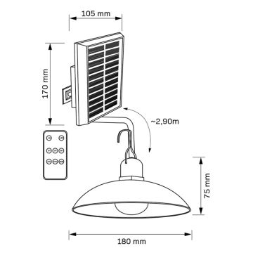 Lámpara solar LED CELINA LED/1,8W/3,7V IP44 + control remoto