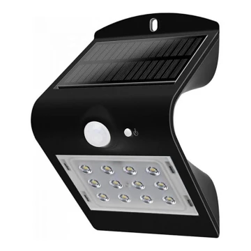 LED Aplique solar con sensor LED/1.5W/3,7V IP65 negro