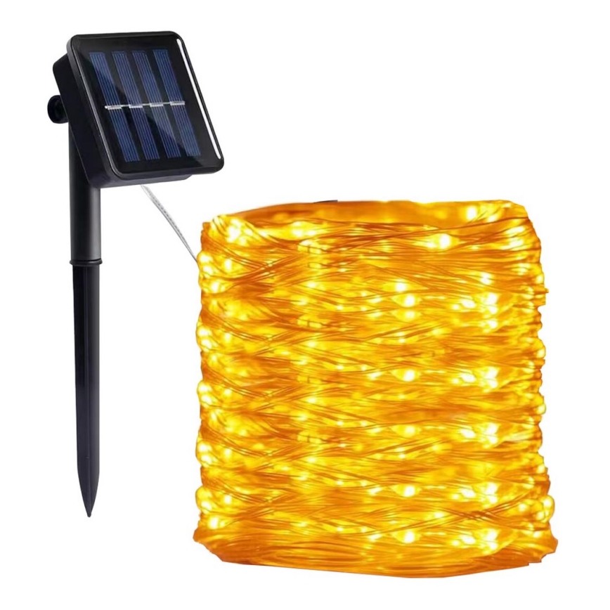 LED - Cadena solar 300xLED/0,12W/1,2V 1xAA 27 m IP44 3000K