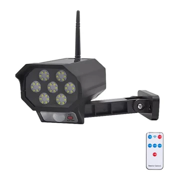 LED Cámara de video vigilancia falsa con sensor y con un panel solar LED/5W/5,5V IP65 + control remoto