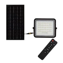 LED de exterior Regulable solar reflectora LED/10W/3,2V IP65 6400K negro + control remoto