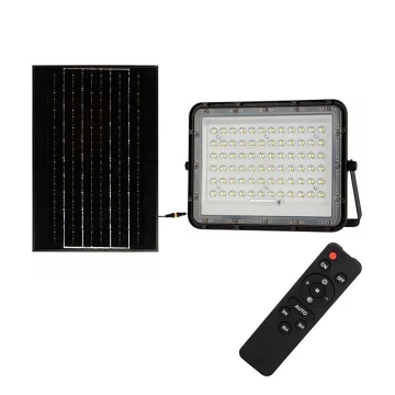 LED de exterior Regulable solar reflectora LED/15W/3,2V IP65 4000K negro + control remoto