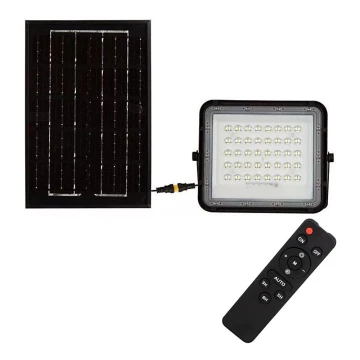 LED de exterior Regulable solar reflectora LED/6W/3,2V IP65 6400K negro + control remoto