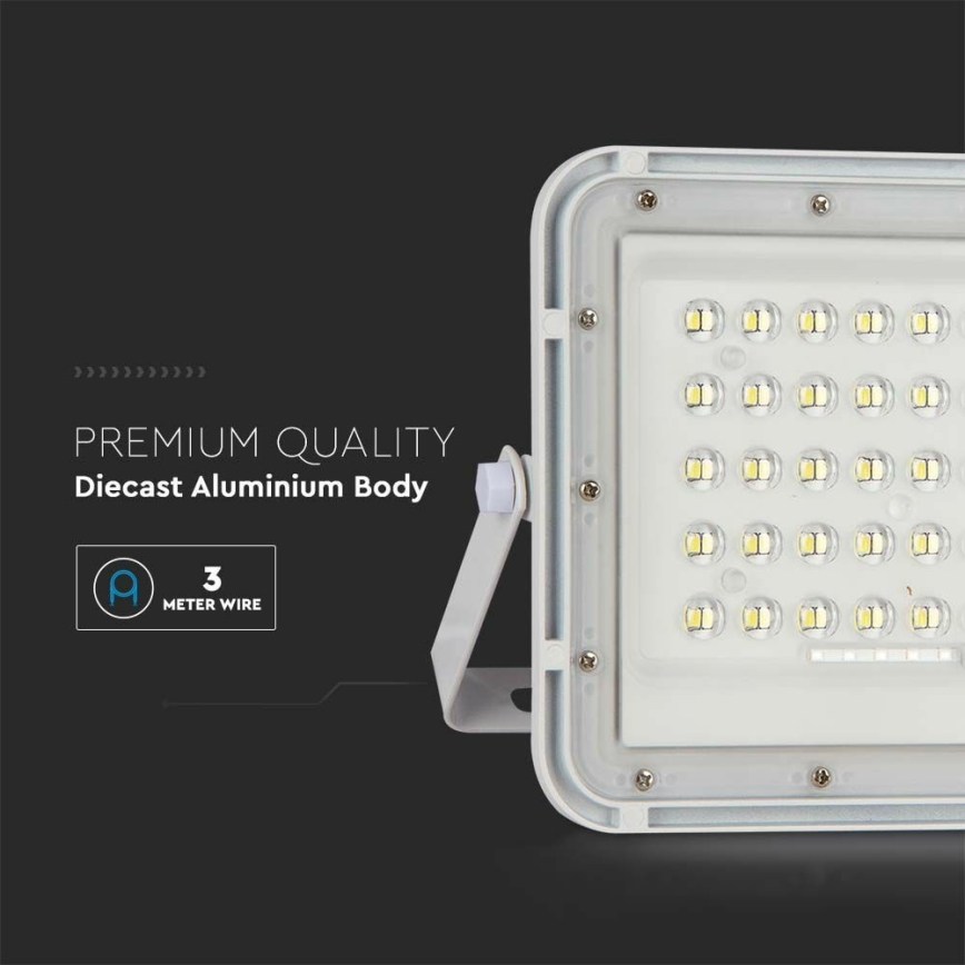 LED de exterior Regulable solar reflectora LED/10W/3,2V IP65 6400K blanco + control remoto