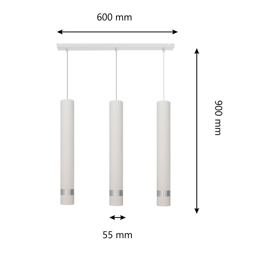 LED Lámpara colgante TUBA 3xGU10/6,5W/230V blanco/cromo mate