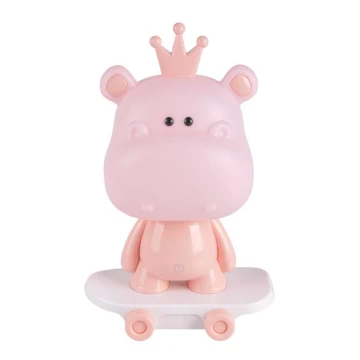 LED Lámpara de mesa infantil regulable LED/2,5W/230V hipopótamo rosa
