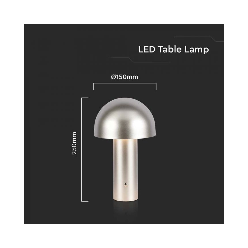 LED Lámpara de mesa táctil recargable y regulable LED/1W/5V 3000-6000K 1800 mAh dorado