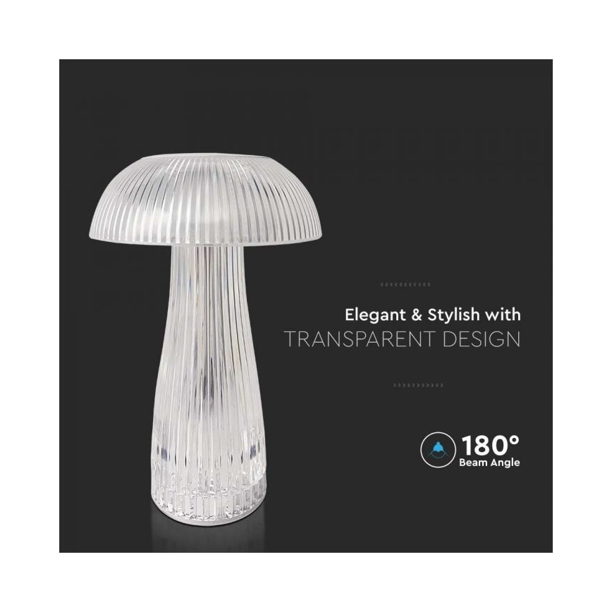 LED Lámpara de mesa táctil recargable y regulable LED/1W/5V 3000-6000K 1800 mAh transparente