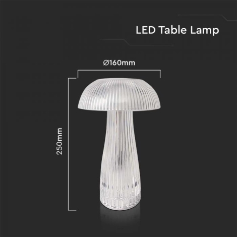 LED Lámpara de mesa táctil recargable y regulable LED/1W/5V 3000-6000K 1800 mAh transparente