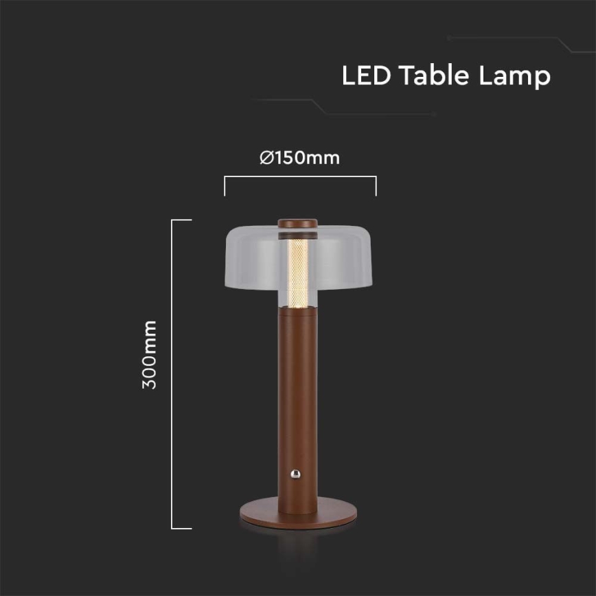 LED Lámpara de mesa táctil recargable y regulable LED/1W/5V 3000K 1800 mAh marrón