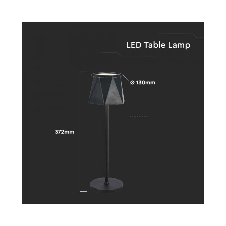 LED Lámpara de mesa táctil recargable y regulable LED/4W/5V 3000-6000K 1800 mAh negro