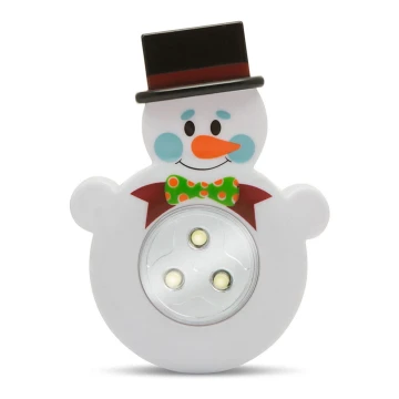 LED Lámpara nocturna infantil LED/3xAAA muñeco de nieve