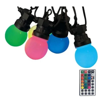 LED RGB Cadena de exterior STRING 13 m 15xLED/0,5W/230V IP44 + control remoto