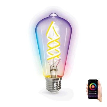 LED RGB+CCT Bombilla FILAMENT ST64 E27/4,9W/230V 2700-6500K Wi-Fi - Aigostar
