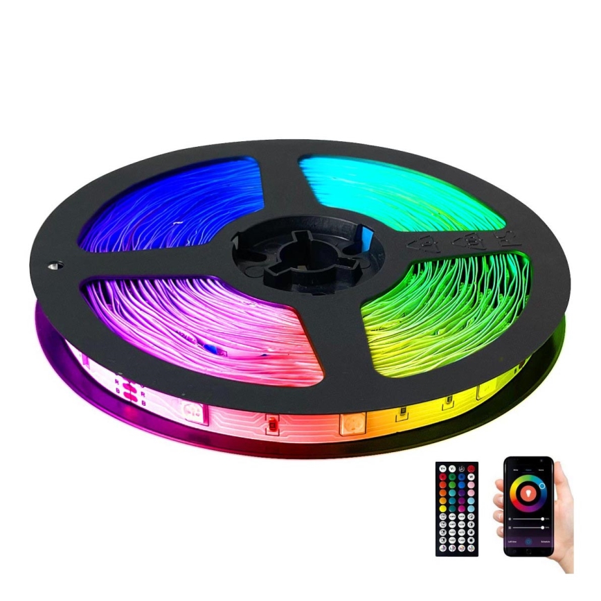 LED RGB Tira regulable LED/25,2W/230V 15 m + control remoto