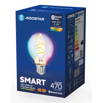 LED RGBW Bombilla FILAMENT G80 E27/4,9W/230V 2700K - Aigostar