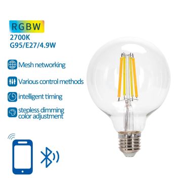 LED RGBW Bombilla FILAMENT G95 E27/4,9W/230V 2700K - Aigostar