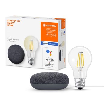 Ledvance - Altavoz inteligente Google Nest Mini + Bombilla LED regulable SMART+ A60 E27/6,5W/230V 2700K