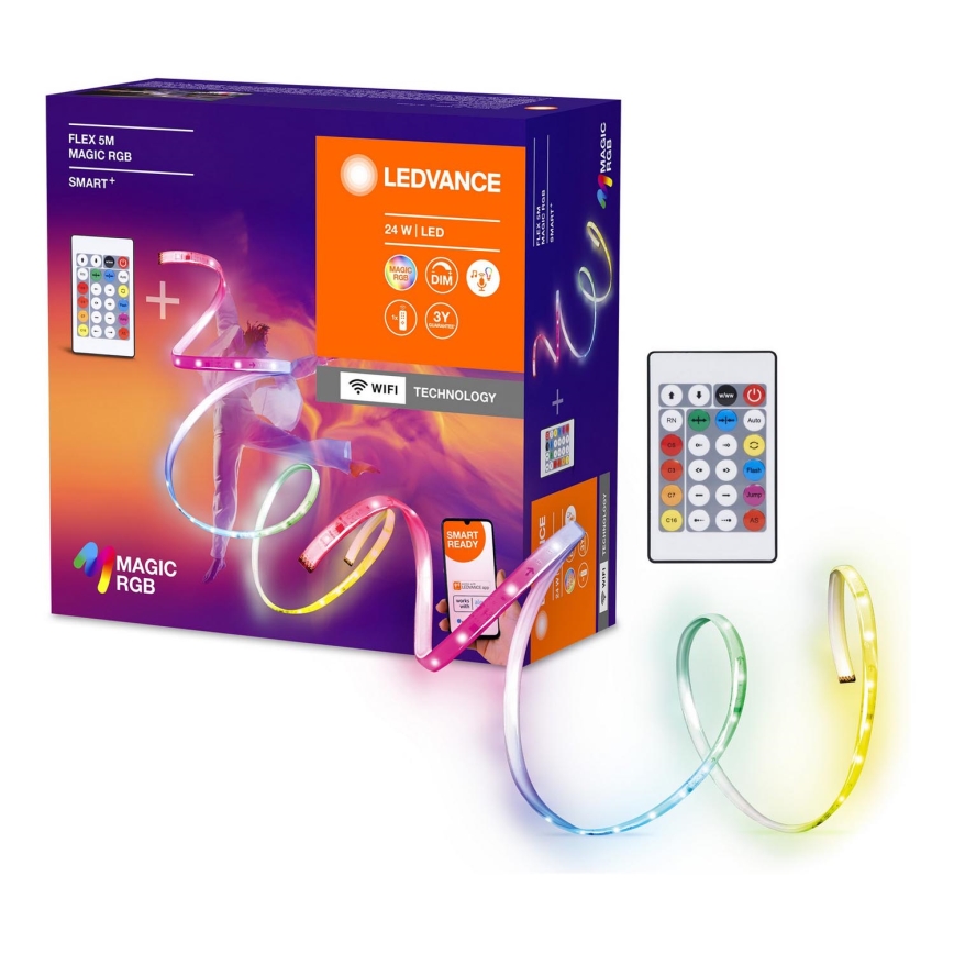 Ledvance - LED RGB Tira regulable SMART+ MAGIC FLEX 5m LED/24W/230V Wi-Fi + control remoto