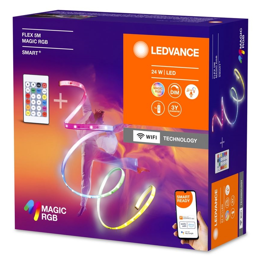 Ledvance - LED RGB Tira regulable SMART+ MAGIC FLEX 5m LED/24W/230V Wi-Fi + control remoto