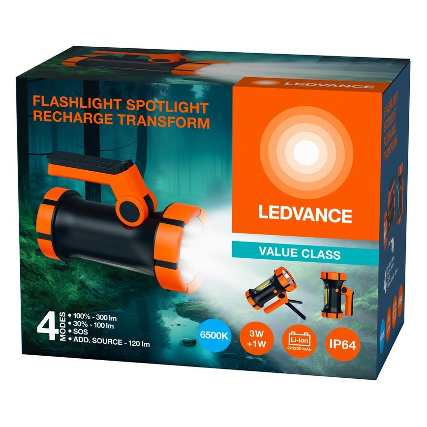 Ledvance - Linterna recargable LED con un power bank FLASHLIGHT LED/3W/5V IP64 2400mAh