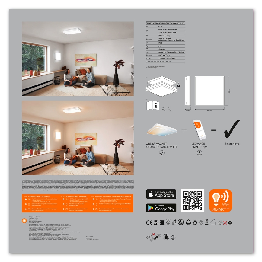 Ledvance - Plafón LED regulable SMART+ MAGNET LED/42W/230V 3000-6500K Wi-Fi