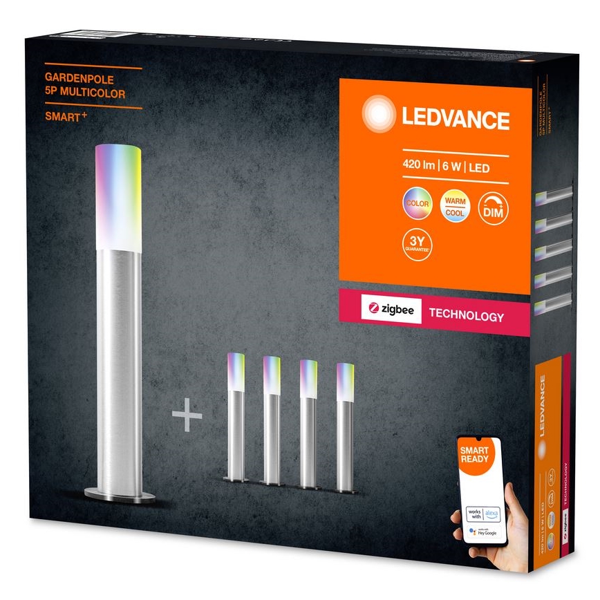 Ledvance - SET 5x LED RGBW Lámpara de exterior regulable SMART+ GARDENPOLE LED/6W/230V IP44