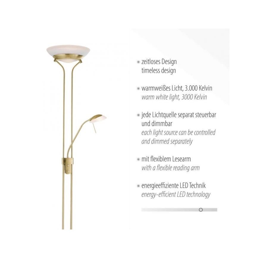 Leuchten Direkt 11730-60 - Lámpara de pie LED regulable ZAHARA LED/16W/230V + LED/5W