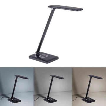 Leuchten Direkt 14415-16 - Lámpara LED de sobremesa regulable con cargador inalámbrico FLORENTINA LED/5W/230V 3000-5000K negro + USB