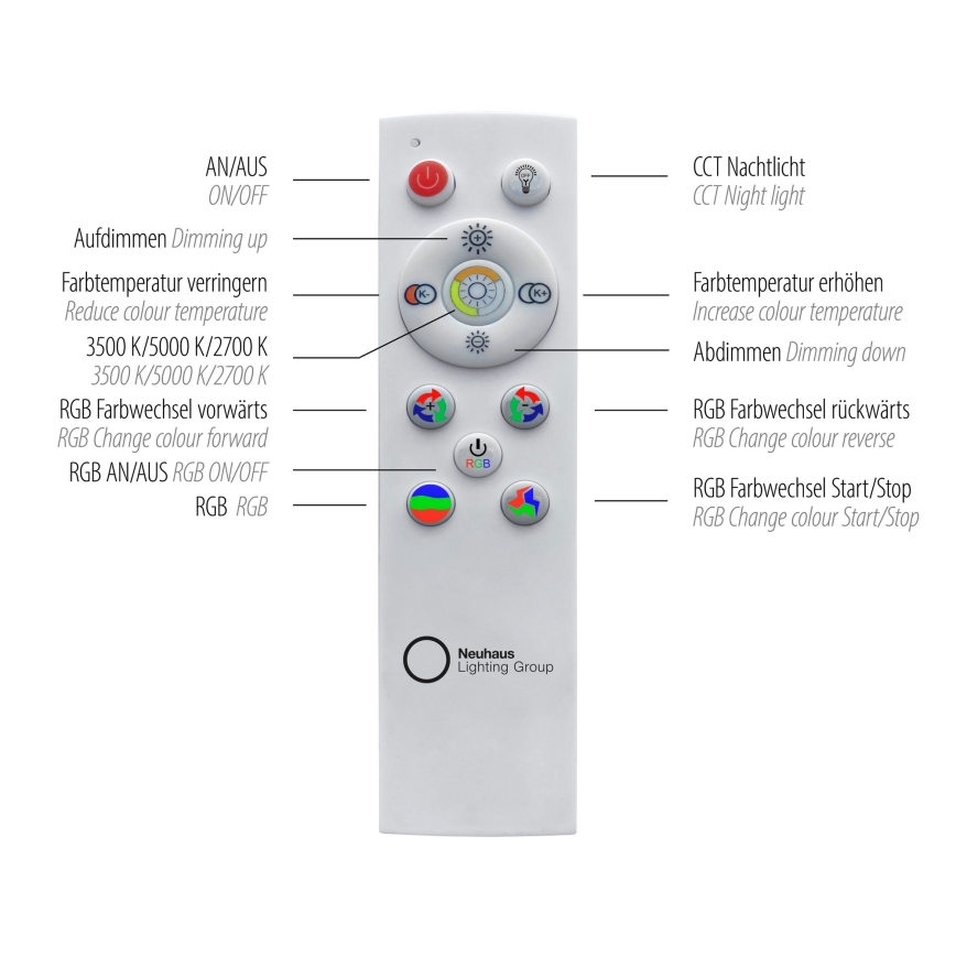 Leuchten Direkt 15411-21- Plafón LED RGB regulable CYBA LED/26W/230V