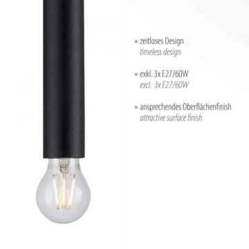 Leuchten Direkt 15618-18 - Lámpara colgante BRUNA 3xE27/60W/230V negro
