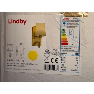 Lindby - Aplique AIDEN 1xE14/40W/230V + LED/3,1W/230V