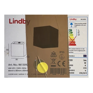 Lindby - Aplique LED QUASO LED/4W/230V concreto