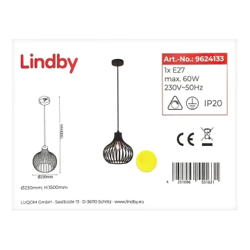 Lindby - Lámpara colgante FRANCES 1xE27/60W/230V