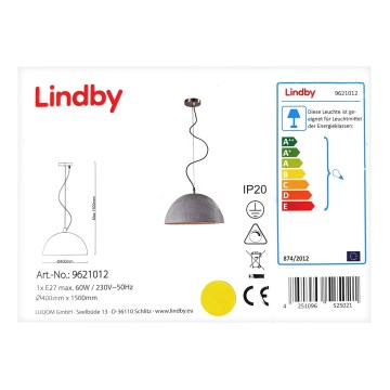 Lindby - Lámpara de araña en cadena JELIN 1xE27/60W/230V