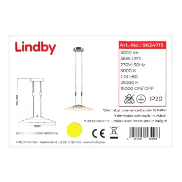 Lindby - Lámpara de araña LED regulable AMIDALA LED/36W/230V