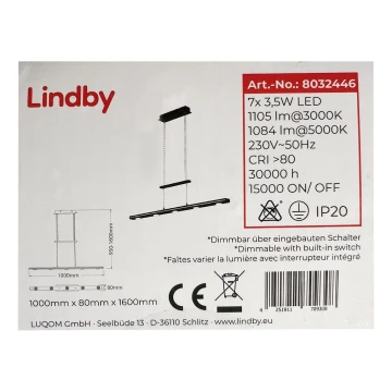 Lindby - Lámpara de araña LED regulable en cadena NAIARA 7xLED/4W/230V