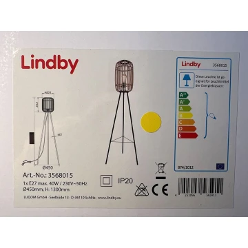 Lindby - Lámpara de pie MARLY 1xE27/40W/230V