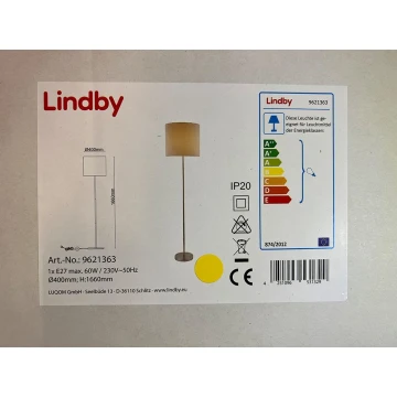 Lindby - Lámpara de pie PARSA 1xE27/60W/230V