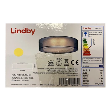 Lindby - Plafón LED regulable AMON 3xLED/12W/230V