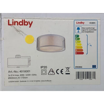 Lindby - Plafón NICA 3xE14/40W/230V